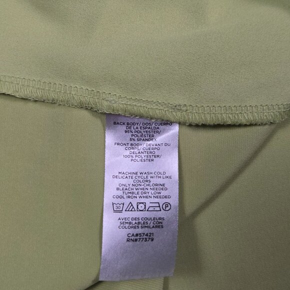 Ann Taylor Factory Green Sleeveless Blouse‎ Medium Tie Neck Minimalist Chic - Picture 8 of 11